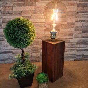 Wood Block Table Lamp