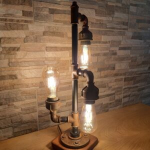 Triple Barrel Iron Pipe Desk Lamp